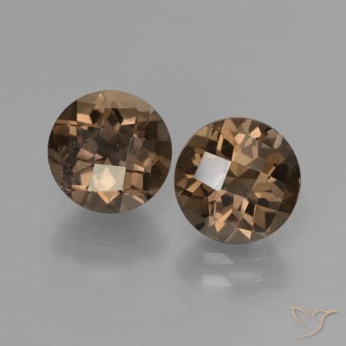 3.48 ct Round Checkerboard Smoky Quartz, 7.9 mm From Brazil, Photo A