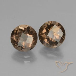 3.48 ctw Brown Smoky Quartz Stones, Natural Smoky Quartz in Round Checkerboard Shape for Sale