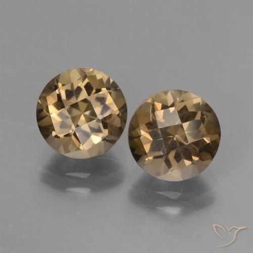 3.58 ct Round Checkerboard Smoky Quartz, 7.9 mm From Brazil, Photo A