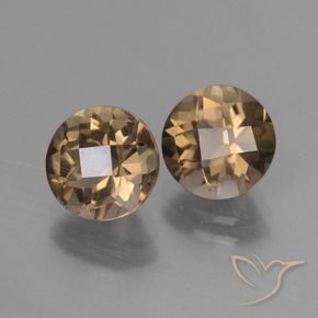 3.58 ctw Brown Smoky Quartz Stones, Natural Smoky Quartz in Round Checkerboard Shape for Sale