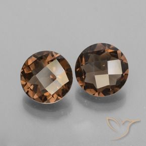 3.15 ctw Brown Smoky Quartz Stones, Natural Smoky Quartz in Round Checkerboard Shape for Sale