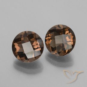 3.57 ctw Brown Smoky Quartz Stones, Natural Smoky Quartz in Round Checkerboard Shape for Sale