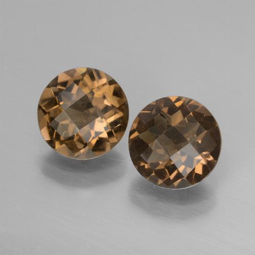 Warm Brown Smoky Quartz Gem - 1.6ct Round Checkerboard (ID: 448142)