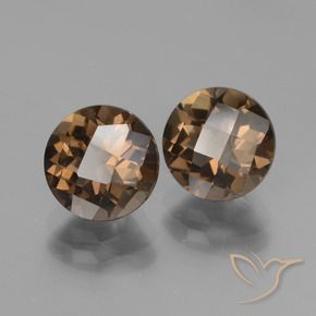 3.75 ctw Brown Smoky Quartz Stones, Natural Smoky Quartz in Round Checkerboard Shape for Sale