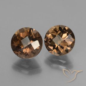 3.66 ctw Brown Smoky Quartz Stones, Natural Smoky Quartz in Round Checkerboard Shape for Sale