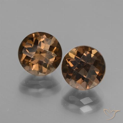 Quarzo fumé a scacchiera rotondo da 3,79 ct, 7,8 mm dal Brasile, Photo A