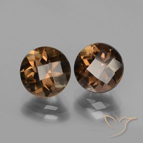 3.79 ctw Brown Smoky Quartz Stones, Natural Smoky Quartz in Round Checkerboard Shape for Sale