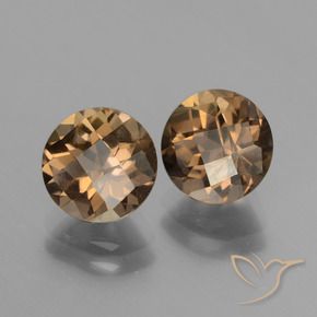 3.61 ctw Brown Smoky Quartz Stones, Natural Smoky Quartz in Round Checkerboard Shape for Sale