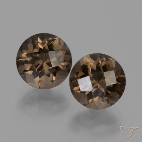 3.72 ct Round Checkerboard Smoky Quartz, 7.9 mm From Brazil, Photo A