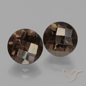 3.91 ctw Brown Smoky Quartz Stones, Natural Smoky Quartz in Round Checkerboard Shape for Sale