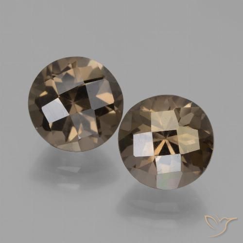 3.57 ct Round Checkerboard Smoky Quartz, 7.9 mm From Brazil, Photo A