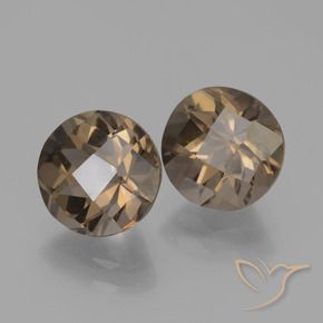 3.57 ctw Brown Smoky Quartz Stones, Natural Smoky Quartz in Round Checkerboard Shape for Sale