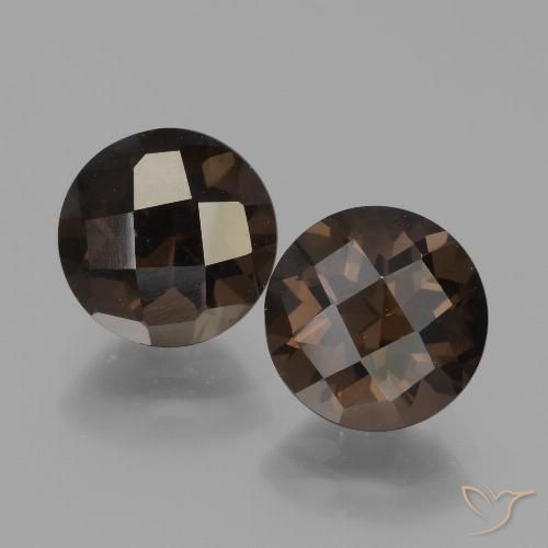 3.76 ct Round Checkerboard Smoky Quartz, 8.1 mm From Brazil, Photo A
