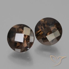 3.76 ctw Brown Smoky Quartz Stones, Natural Smoky Quartz in Round Checkerboard Shape for Sale