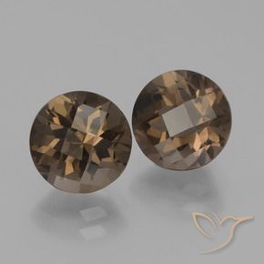 3.68 ctw Brown Smoky Quartz Stones, Natural Smoky Quartz in Round Checkerboard Shape for Sale