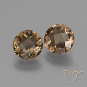 3.00 ctw Brown Smoky Quartz Stones, Natural Smoky Quartz in Round Checkerboard Shape for Sale