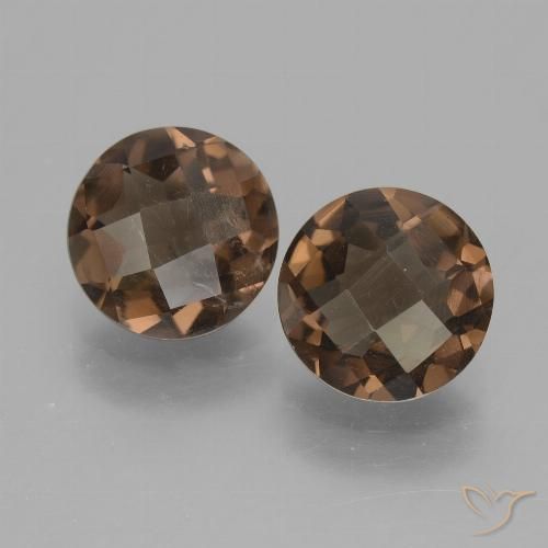 Quarzo fumé a scacchiera rotondo da 3,01 ct, 7,9 mm dal Brasile, Photo A
