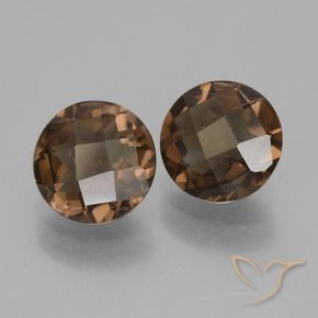 3.01 ctw Brown Smoky Quartz Stones, Natural Smoky Quartz in Round Checkerboard Shape for Sale