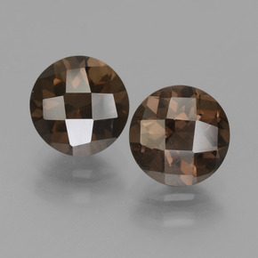 Chocolate Brown Smoky Quartz Gem - 1.7ct Round Checkerboard (ID: 448265)