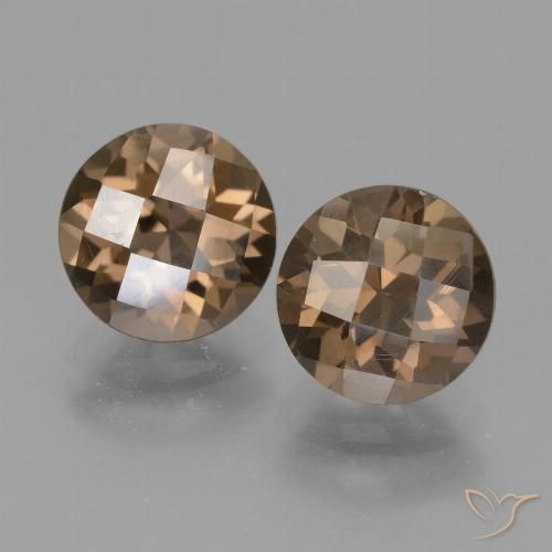 3.68 ct Round Checkerboard Smoky Quartz, 8.1 mm From Brazil, Photo A