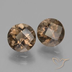 3.68 ctw Brown Smoky Quartz Stones, Natural Smoky Quartz in Round Checkerboard Shape for Sale