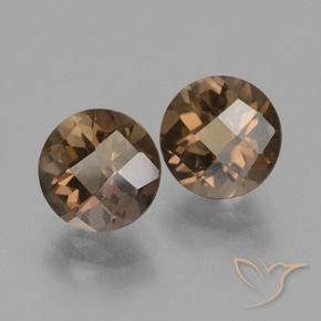 3.46 ctw Brown Smoky Quartz Stones, Natural Smoky Quartz in Round Checkerboard Shape for Sale