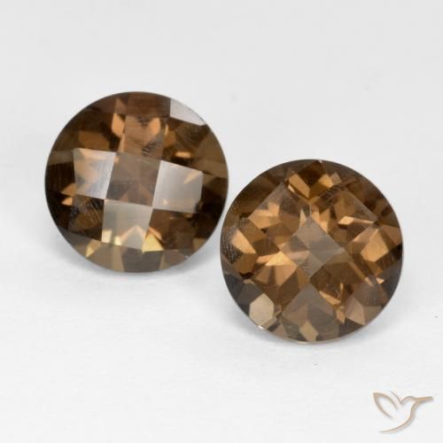 3.91 ct Round Checkerboard Smoky Quartz, 8.2 mm From Brazil, Photo A
