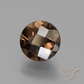 1.62 ct Brown Smoky Quartz Stone, Natural Smoky Quartz in Round Checkerboard Shape for Sale