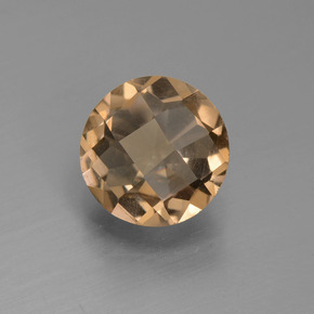 1.44 ct Brown Smoky Quartz Stone, Natural Smoky Quartz in Round Checkerboard Shape for Sale