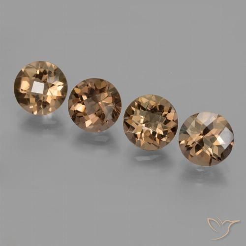 6.97 ct Round Checkerboard Smoky Quartz, 8 mm From Brazil, Photo A