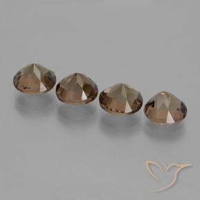 Smoky Quartz Gemstones in 8 mm (calibrated) Size for Sale, Smoky Quartz Stones in Medium-Dark Brown Color