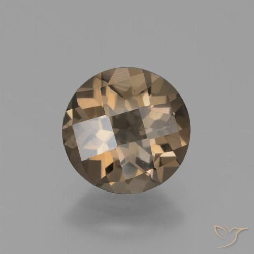 1.4 ct Round Checkerboard Smoky Quartz, 7.8 mm From Brazil, Photo A