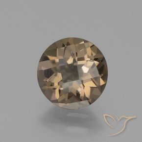 1.40 ct Brown Smoky Quartz Stone, Natural Smoky Quartz in Round Checkerboard Shape for Sale