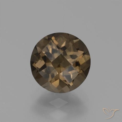 Quarzo fumé Checkerboard rotondo da 1,6 ct dal Brasile, dimensione 7,7mm, purezza VS-SI, pietra preziosa naturale non trattati, Quarzo fumé 1pc in colore Moka chiaro, durezza Mohs di 7 adatto per gioielli da indossare ogni giorno, Photo A