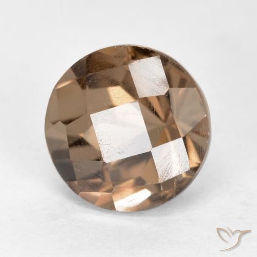 2.64 ct Brown Smoky Quartz Stone, Natural Smoky Quartz in Round Checkerboard Shape for Sale