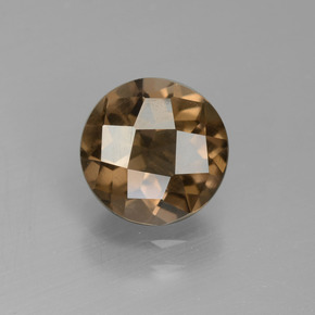 Marrón jengibre Cuarzo Ahumado Gema - 1.3ct Tablero de Ajedrez Redondo (ID: 448369)