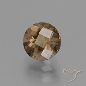 1.87 ct Brown Smoky Quartz Stone, Natural Smoky Quartz in Round Checkerboard Shape for Sale