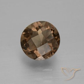 1.53 ct Brown Smoky Quartz Stone, Natural Smoky Quartz in Round Checkerboard Shape for Sale
