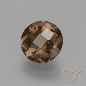 1.49 ct Brown Smoky Quartz Stone, Natural Smoky Quartz in Round Checkerboard Shape for Sale