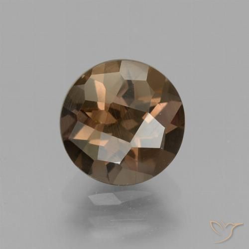 1.57ct Natural Medium Brown Smoky Quartz, Round, VVS-VS