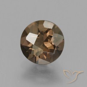 1.57 ct Brown Smoky Quartz Stone, Natural Smoky Quartz in Round Checkerboard Shape for Sale