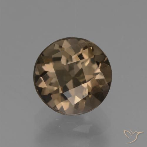 Quarzo fumé Checkerboard rotondo da 1,63 ct dal Brasile, dimensione 7,7mm, purezza VVS-VS, pietra preziosa naturale non trattati, Quarzo fumé 1pc in colore Moka chiaro, durezza Mohs di 7 adatto per gioielli da indossare ogni giorno, Photo A