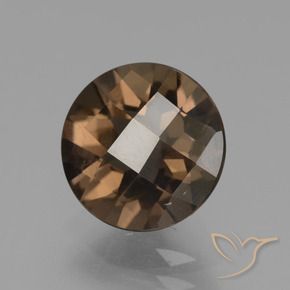 2.29 ct Brown Smoky Quartz Stone, Natural Smoky Quartz in Round Checkerboard Shape for Sale