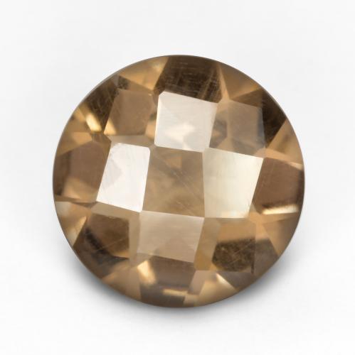 Medium-Dark Brown Smoky Quartz Gem - 1.9ct Round Checkerboard (ID: 448449)