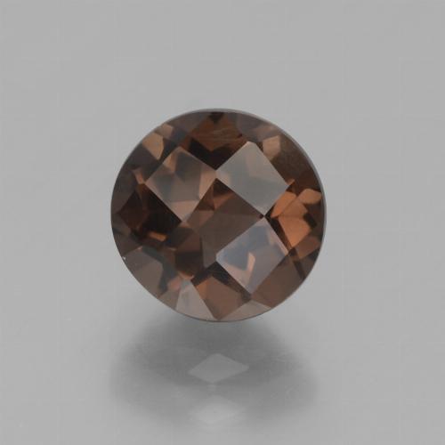 Dark Brown Smoky Quartz Gem - 1.6ct Round Checkerboard (ID: 448455)