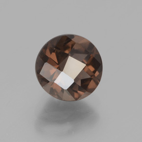 1.57 ct Brown Smoky Quartz Stone, Natural Smoky Quartz in Round Checkerboard Shape for Sale