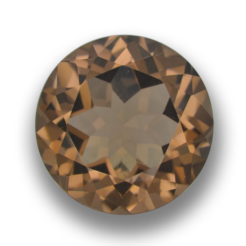 Medium-Dark Brown Smoky Quartz Gem - 10.1ct Round Facet (ID: 459460)