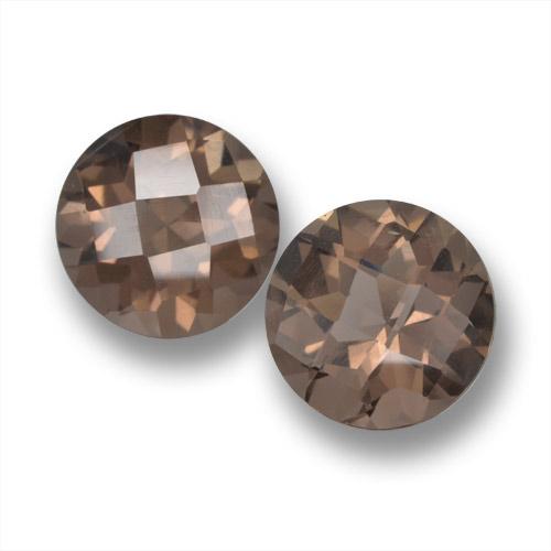 Medium Brown Smoky Quartz Gem - 3.4ct Round Checkerboard (ID: 461366)