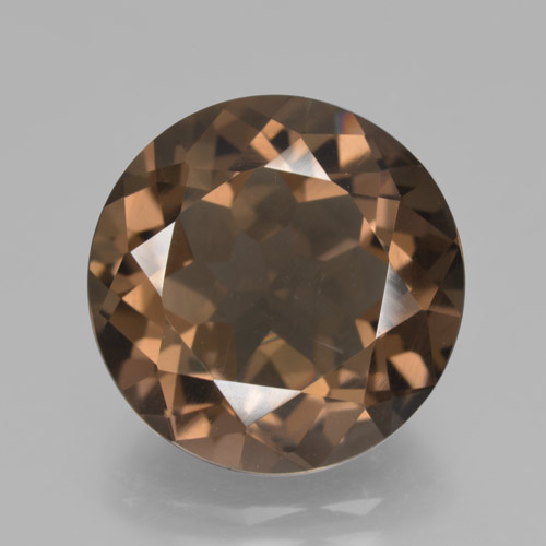 14,9mm Quarzo fumé marrone taglio rotondo dal Brasile, peso di 9,94 ct, pietra preziosa naturale non trattati in purezza VS, 1 pezzo Quarzo fumé Sfaccettatura rotonda - Colore: Hickory Brown, durezza Mohs di 7 adatto per gioielli da indossare ogni giorno , Photo A