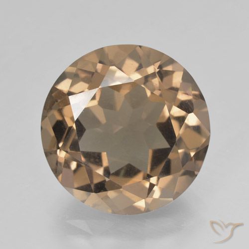 10.48ct Natural Medium-Light Brown Smoky Quartz, Round, VS